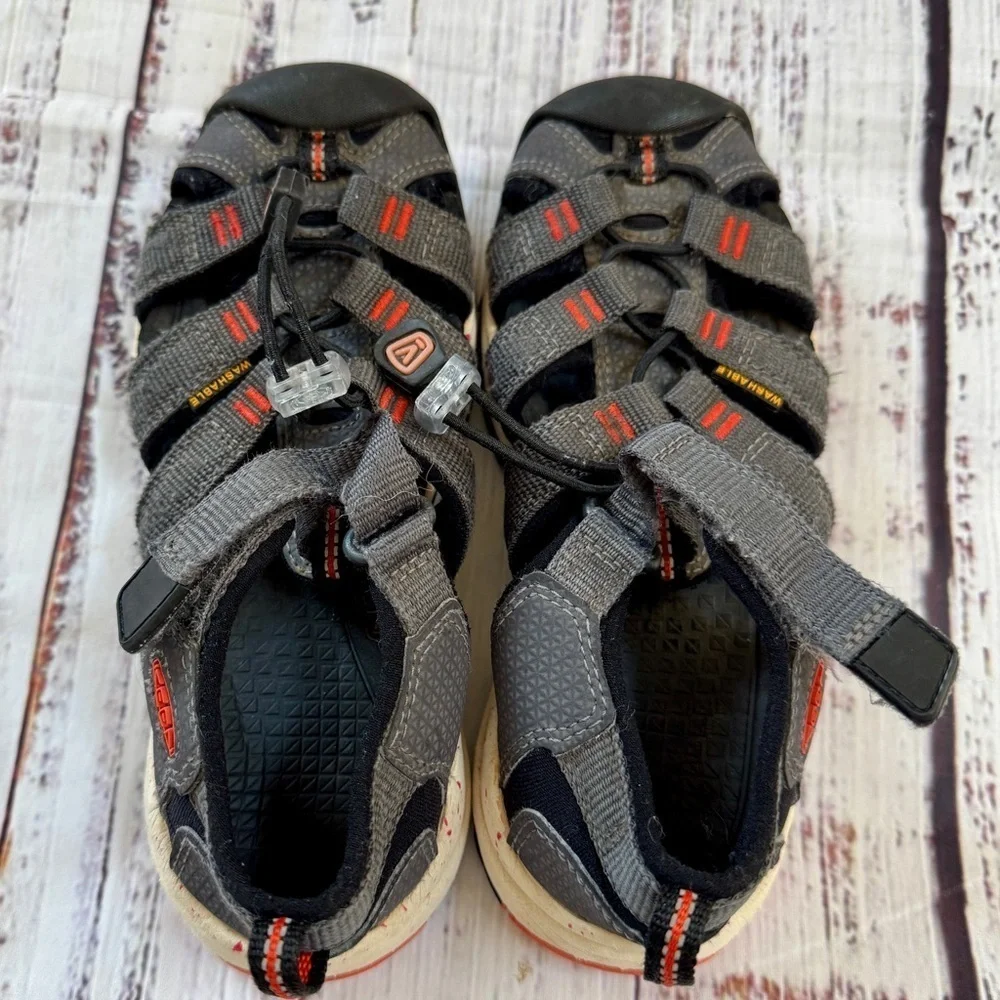 Keen Newport Neo H2 Kids Grey Orange Waterproof Hiking Sandals 1018434 Size 12